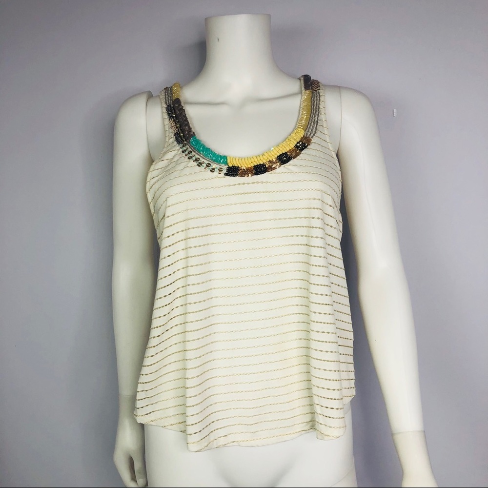 Free People Beaded Tank Draped Back Cutout Small‎